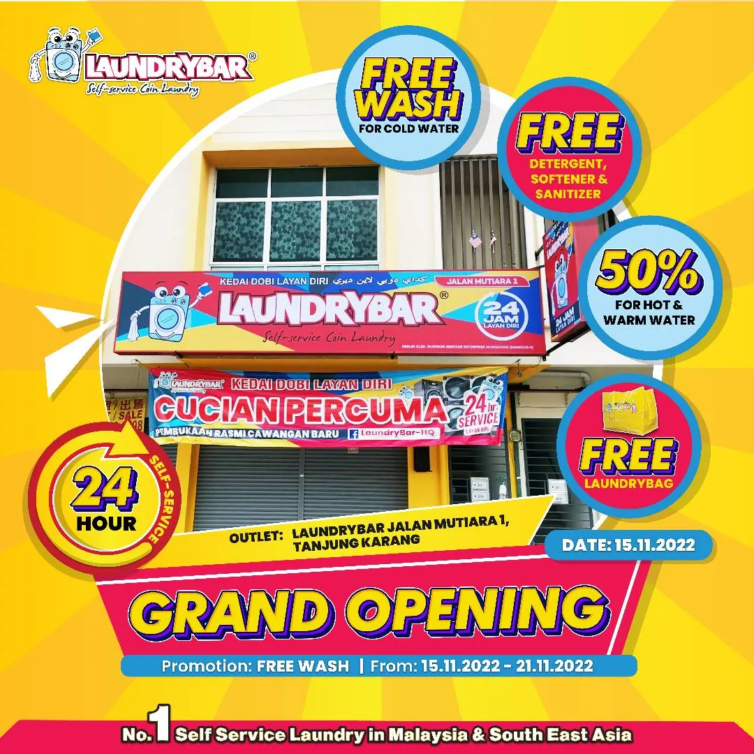 GRAND OPENING-LAUNDRYBAR JALAN MUTIARA 1, TANJUNG KARANG