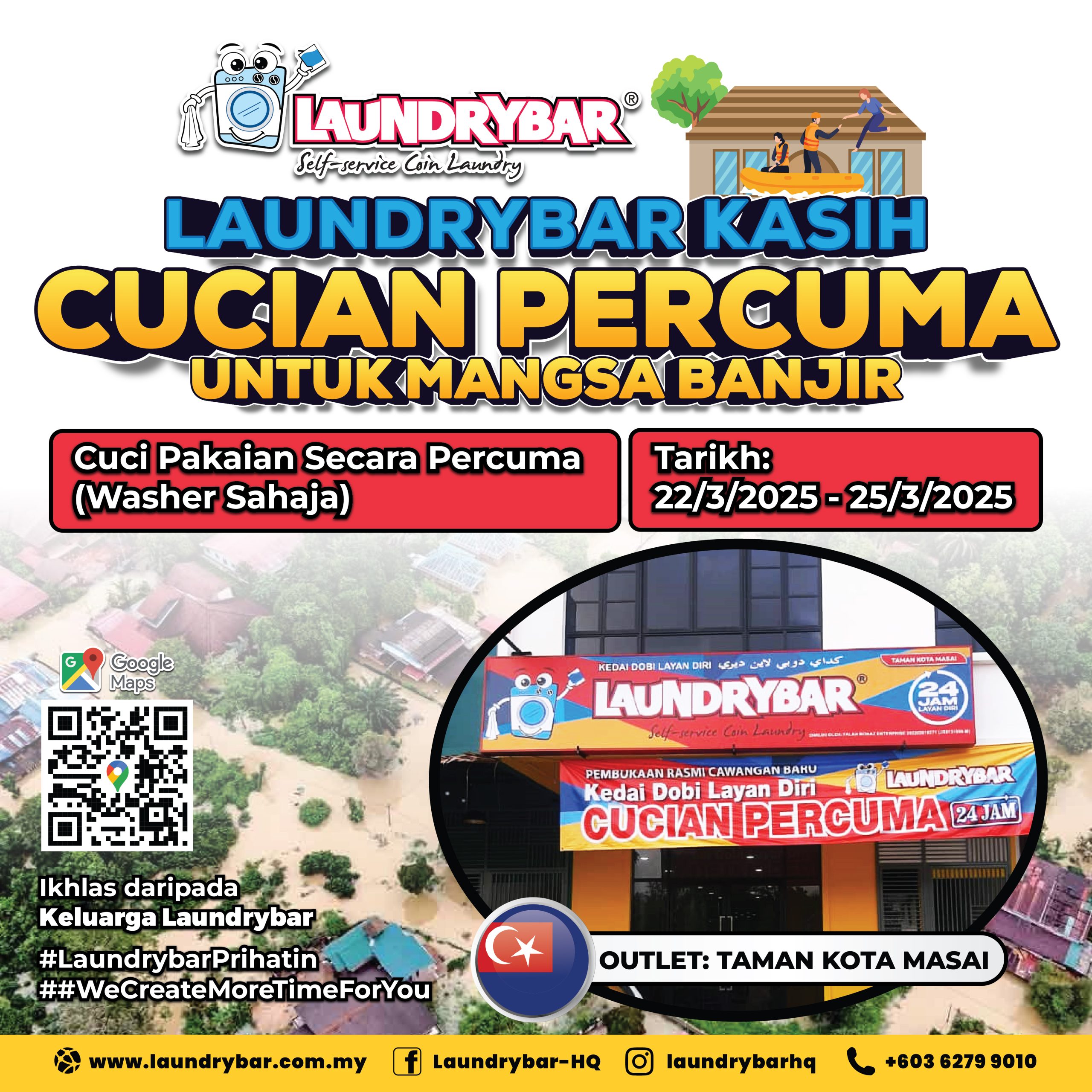 LaundryBar Kasih: Cucian Percuma untuk Mangsa Banjir